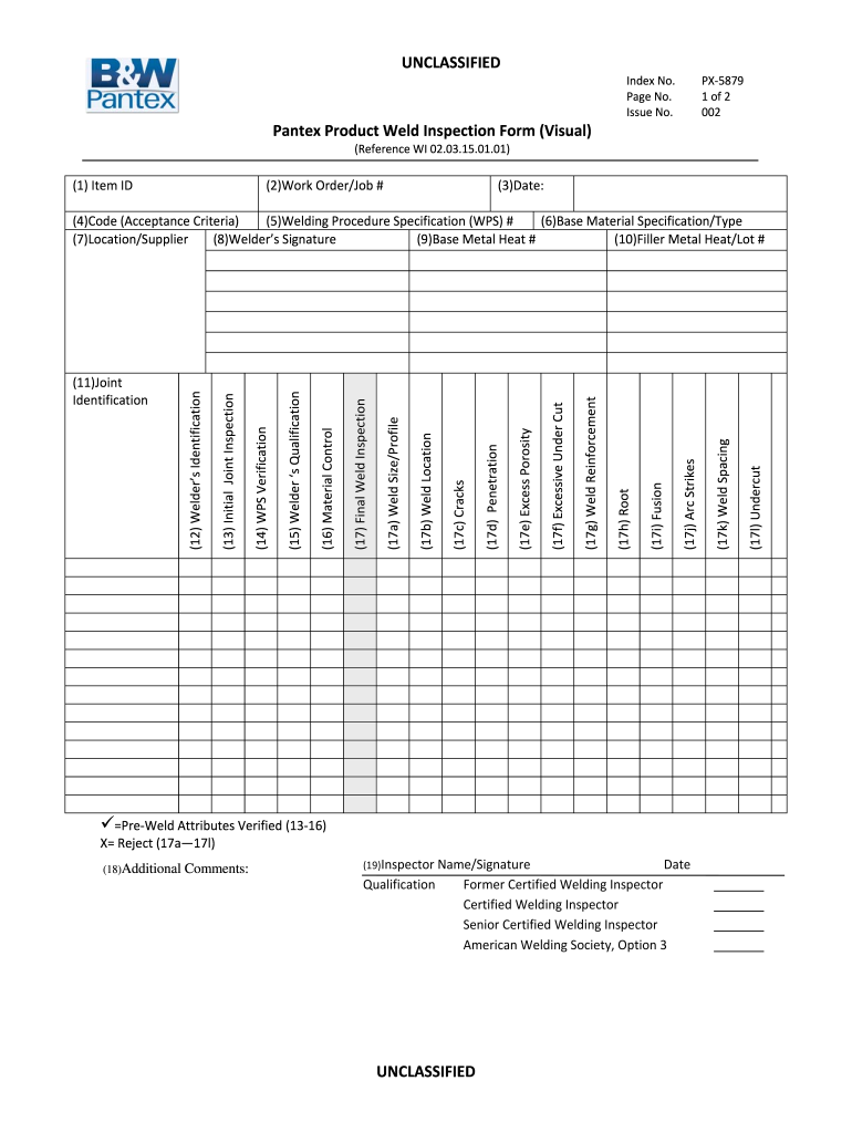 visual weld inspection forms: Fill out & sign online  DocHub Pertaining To Welding Inspection Report Template