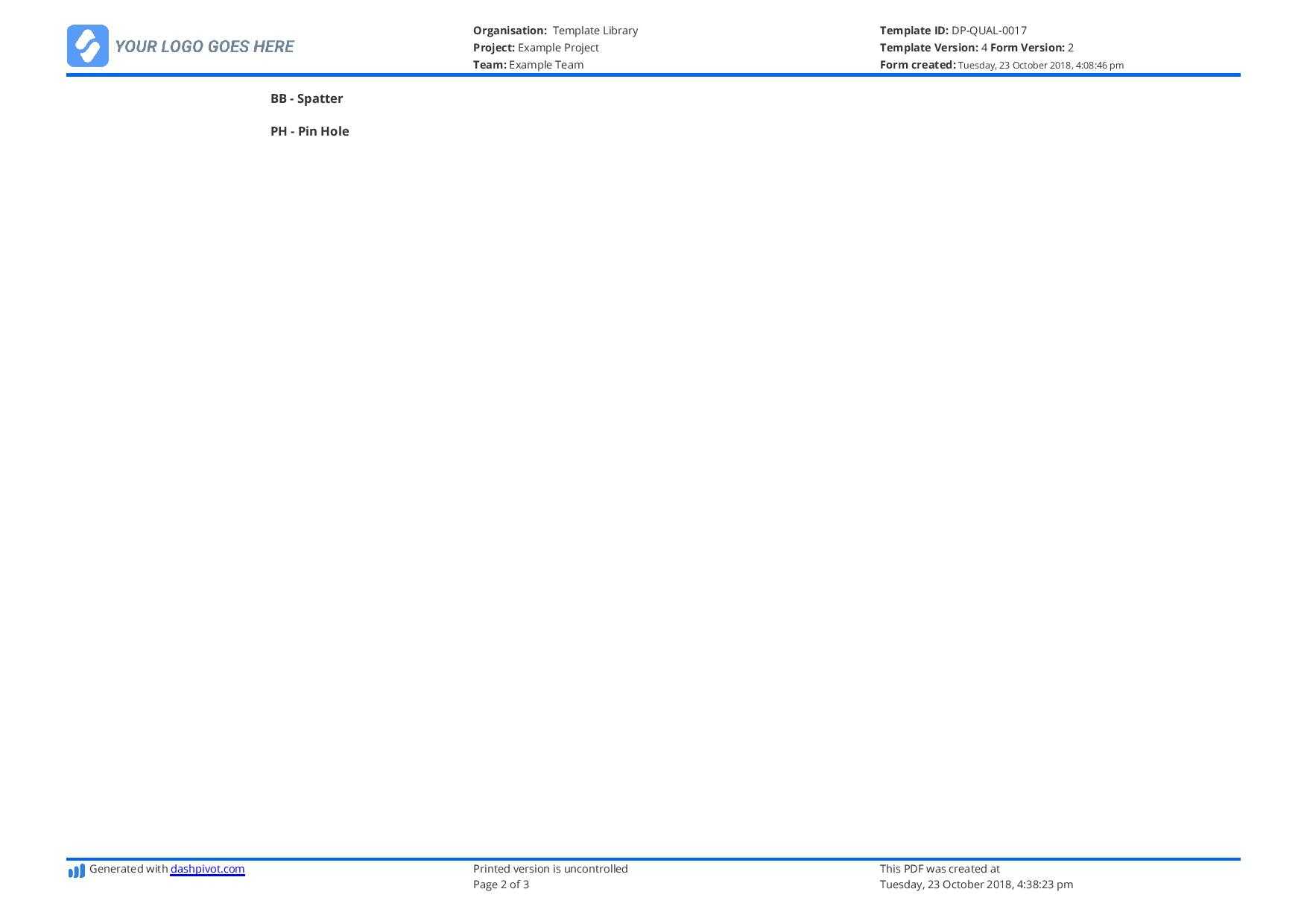 Visual Weld Inspection template - Better than PDF and excel Intended For Welding Inspection Report Template