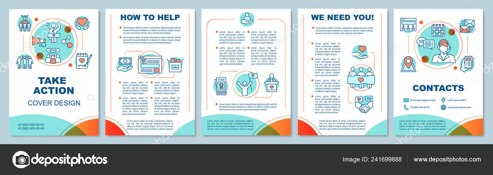 Volunteering Activity Brochure Template Layout Take Action Flyer  Pertaining To Volunteer Brochure Template