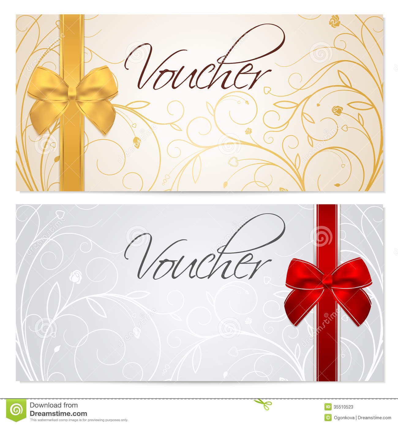 Voucher (Gift Certificate, Coupon) Template. Red B Stock Vector