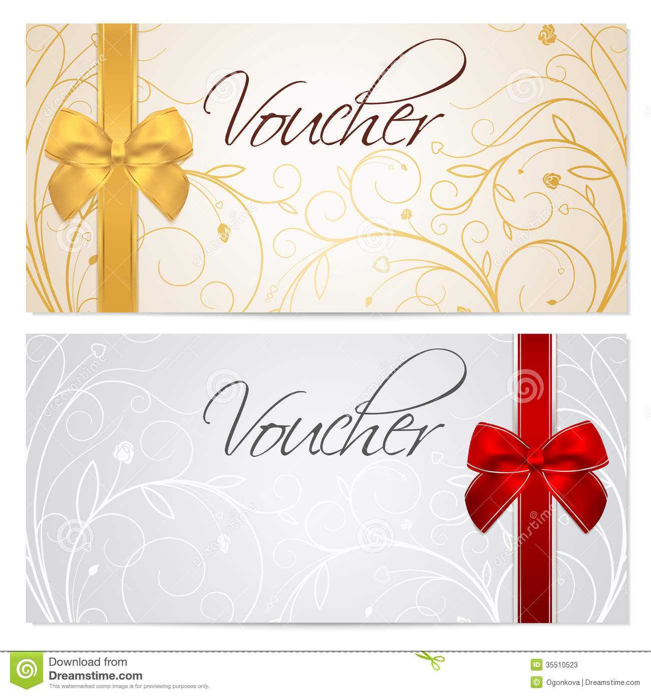 Voucher (Gift Certificate, Coupon) Template. Red B Stock Vector