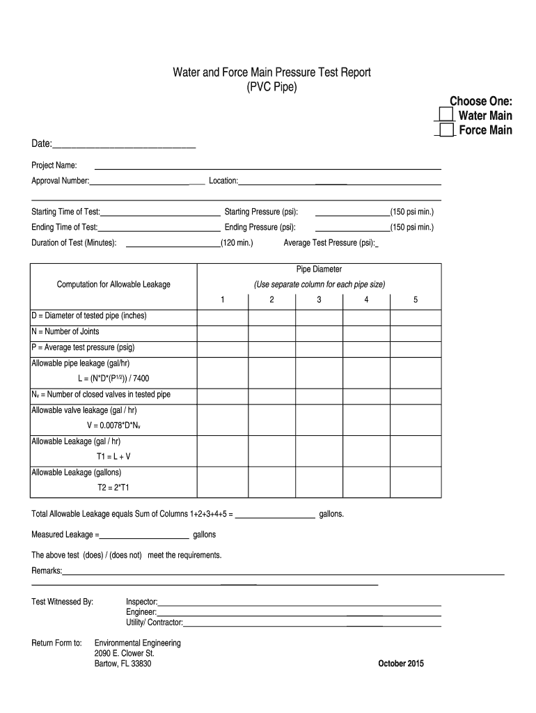 Water Pressure Test Report Format: Fill Out & Sign Online  DocHub Regarding Hydrostatic Pressure Test Report Template