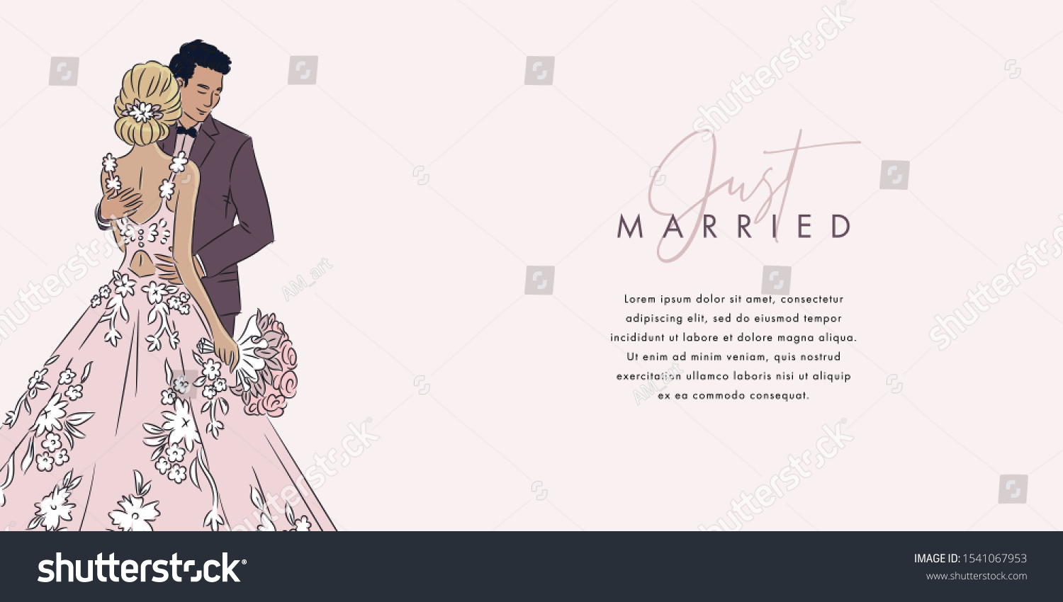 Wedding Banner Design Template Cute Young Stock Vector (Royalty