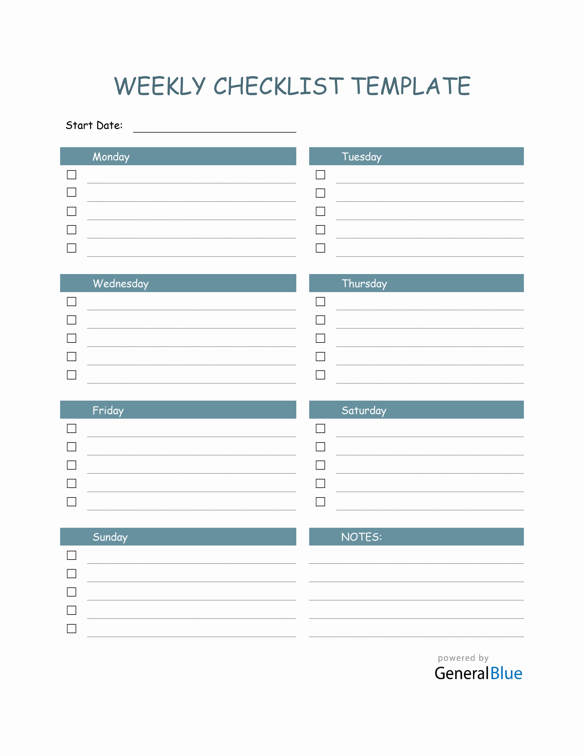 Weekly Checklist Template In Word With Blank Checklist Template Word