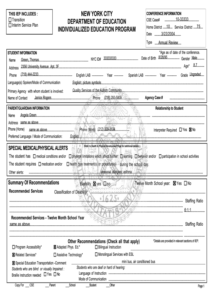 what does an iep look like: Fill out & sign online  DocHub In Blank Iep Template