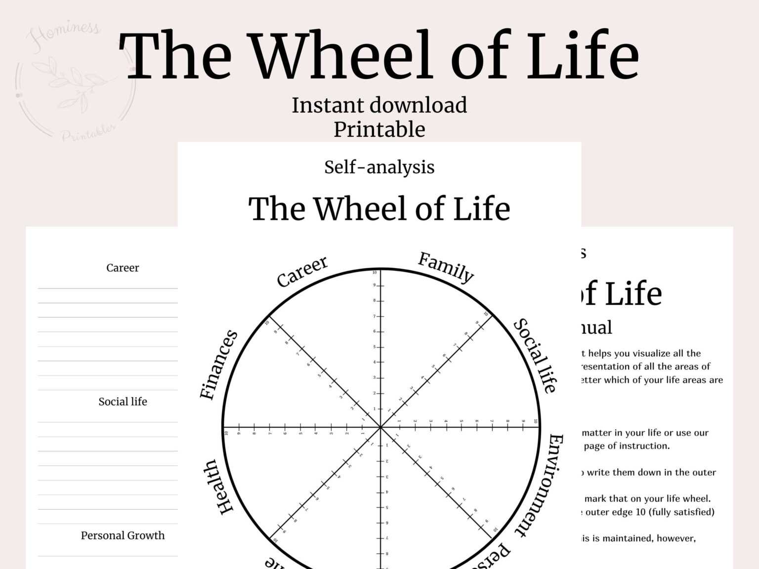 Wheel Of Life Printable. Wheel Of Balance. Life Circle Self – Etsy
