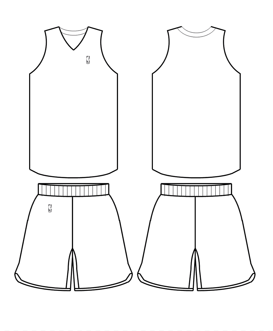 White front and back NBA basketball jersey illustrations, NBA  For Blank Basketball Uniform Template