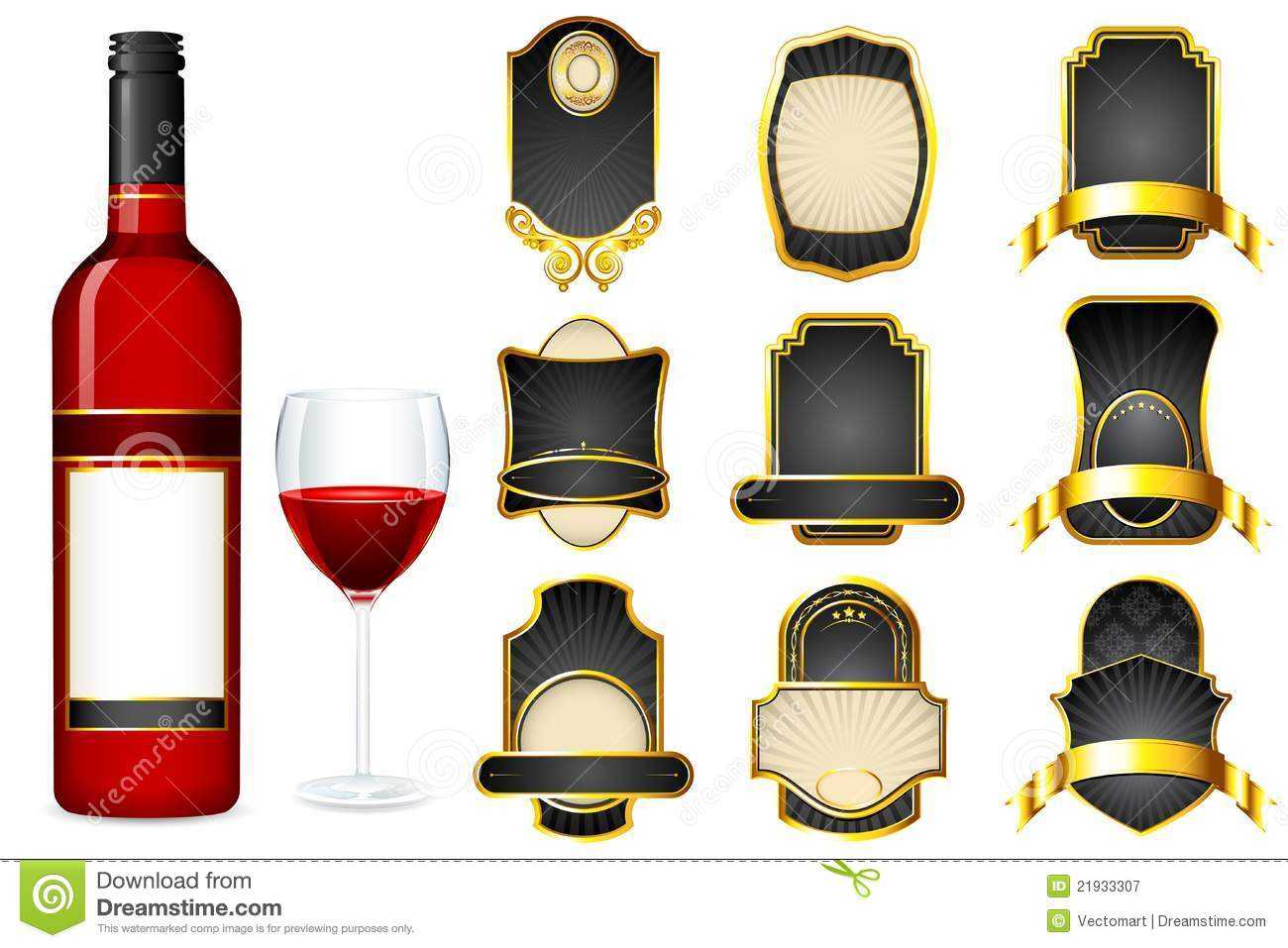 Wine Bottle With Different Blank Label Stock Illustration  Intended For Blank Wine Label Template