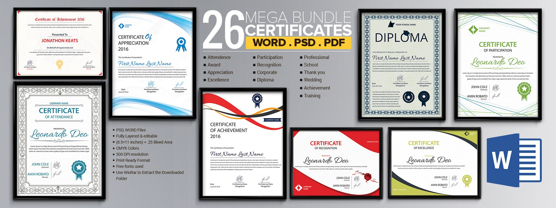 Word Certificate Template – 10+ Free Download Samples, Examples  For Free Completion Certificate Templates For Word