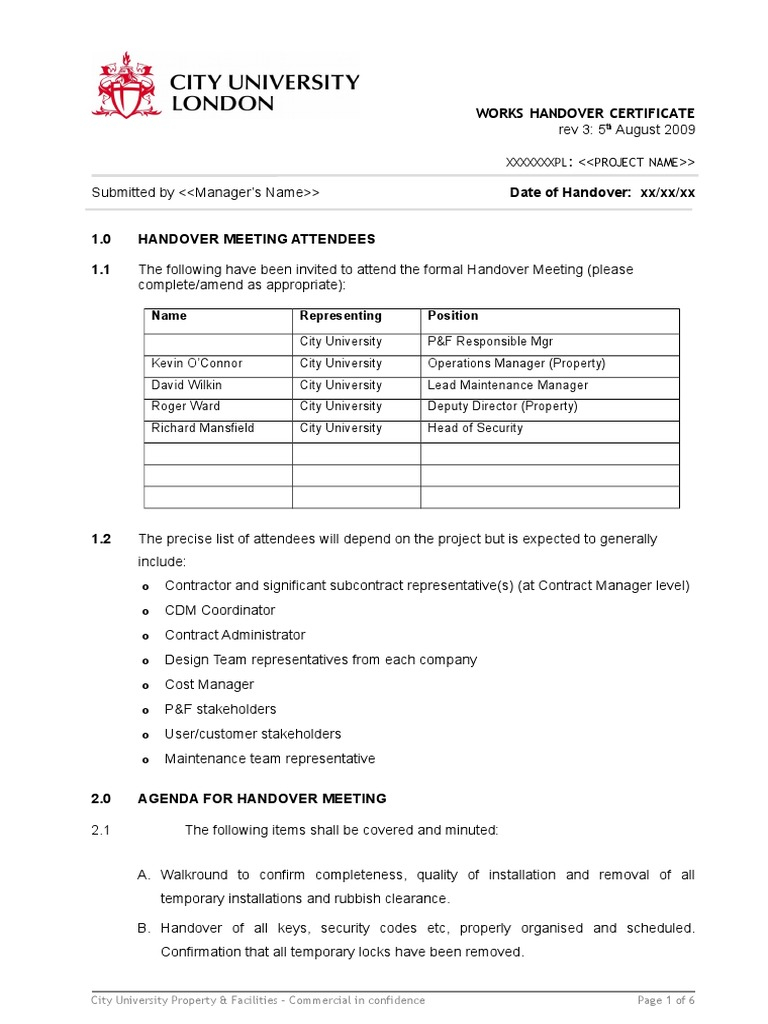 Works Handover Certificate v10 10  PDF  Government  Regarding Handover Certificate Template