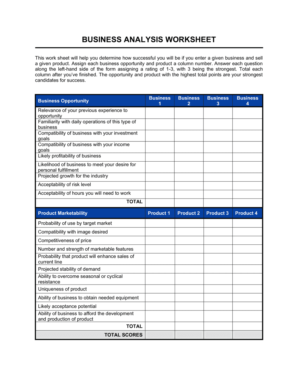 Worksheet Business Analysis Template  Business In A Box™ Within Business Analyst Report Template