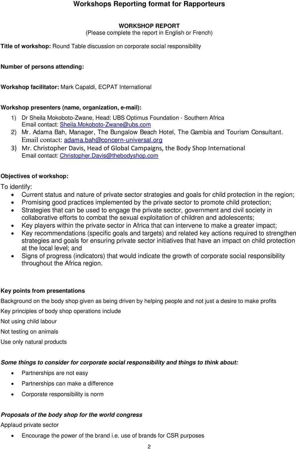 Workshops Reporting format for Rapporteurs - PDF Free Download Pertaining To Rapporteur Report Template Workshops Reporting format for Rapporteurs - PDF Free Download Pertaining To Rapporteur Report Template