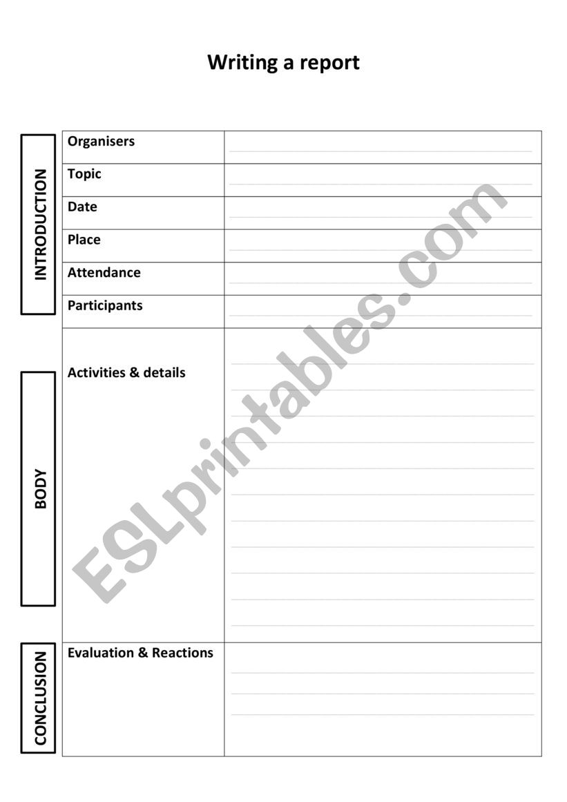Writing a report template - ESL worksheet by hamidov10 Regarding Template On How To Write A Report