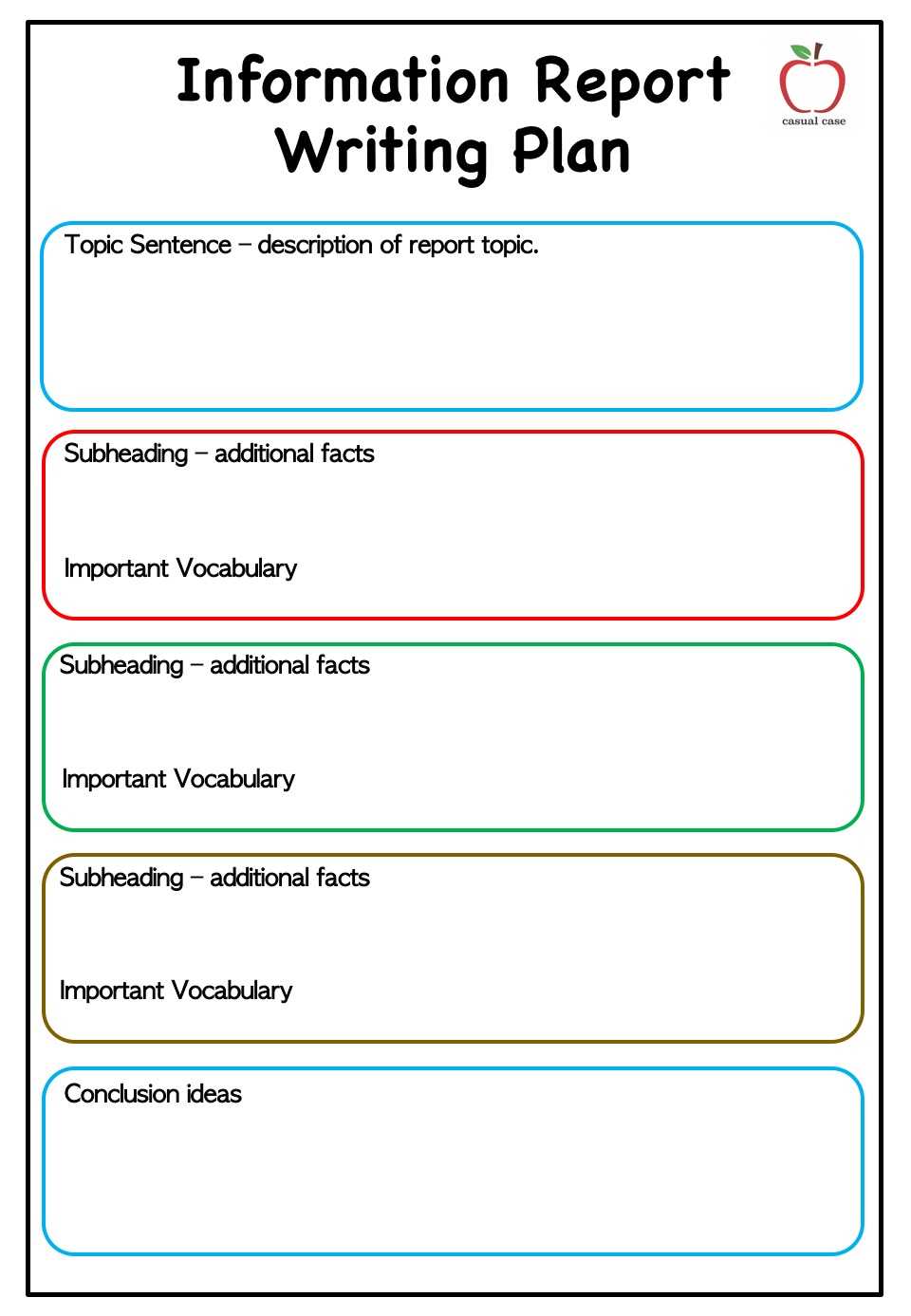 Writing Planning Templates » Casual Case Writing Planing Templates Pertaining To Template For Information Report