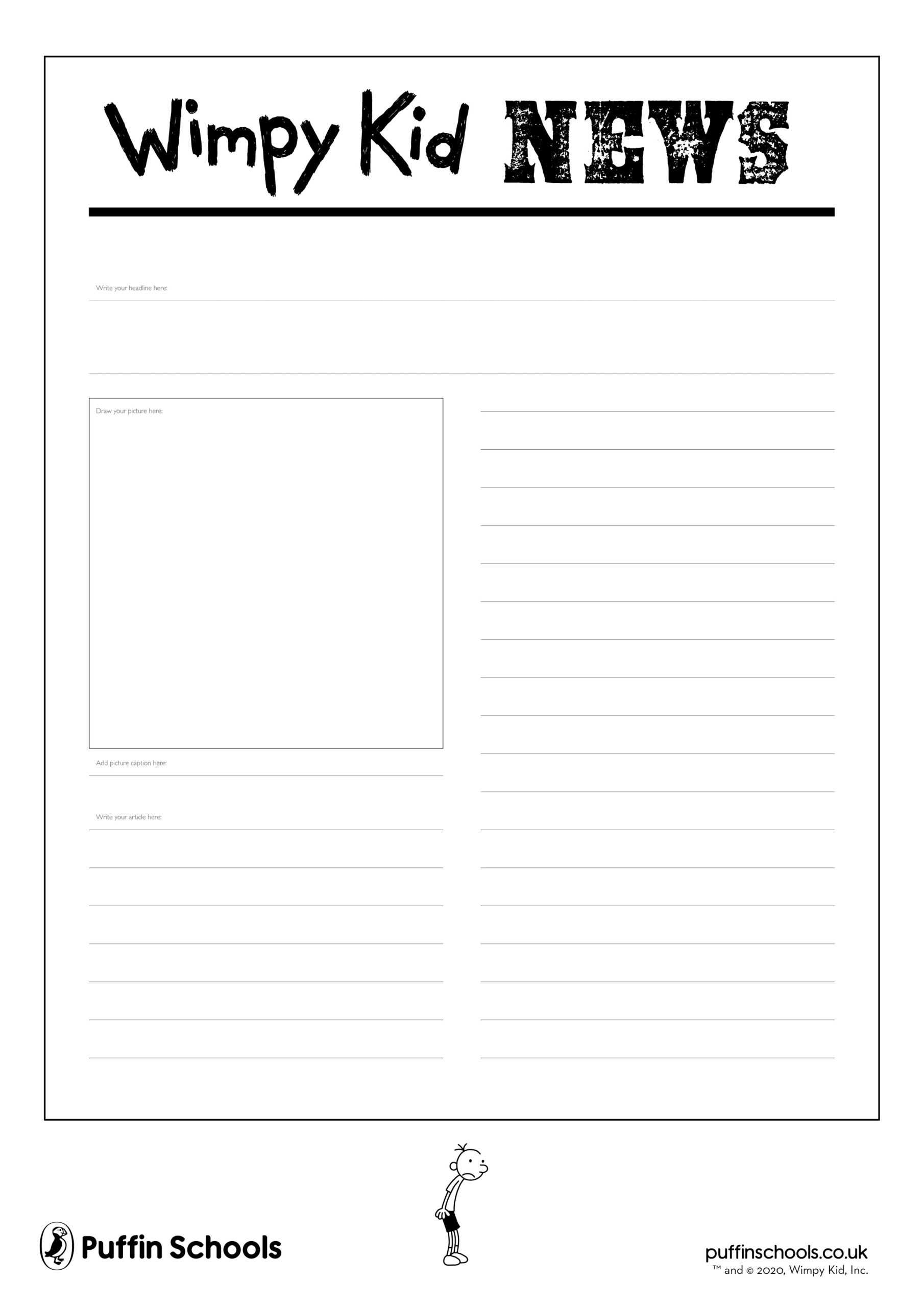 WRITING PROMPT : Wimpy Kid News – Puffin Schools Intended For Report Writing Template Ks1