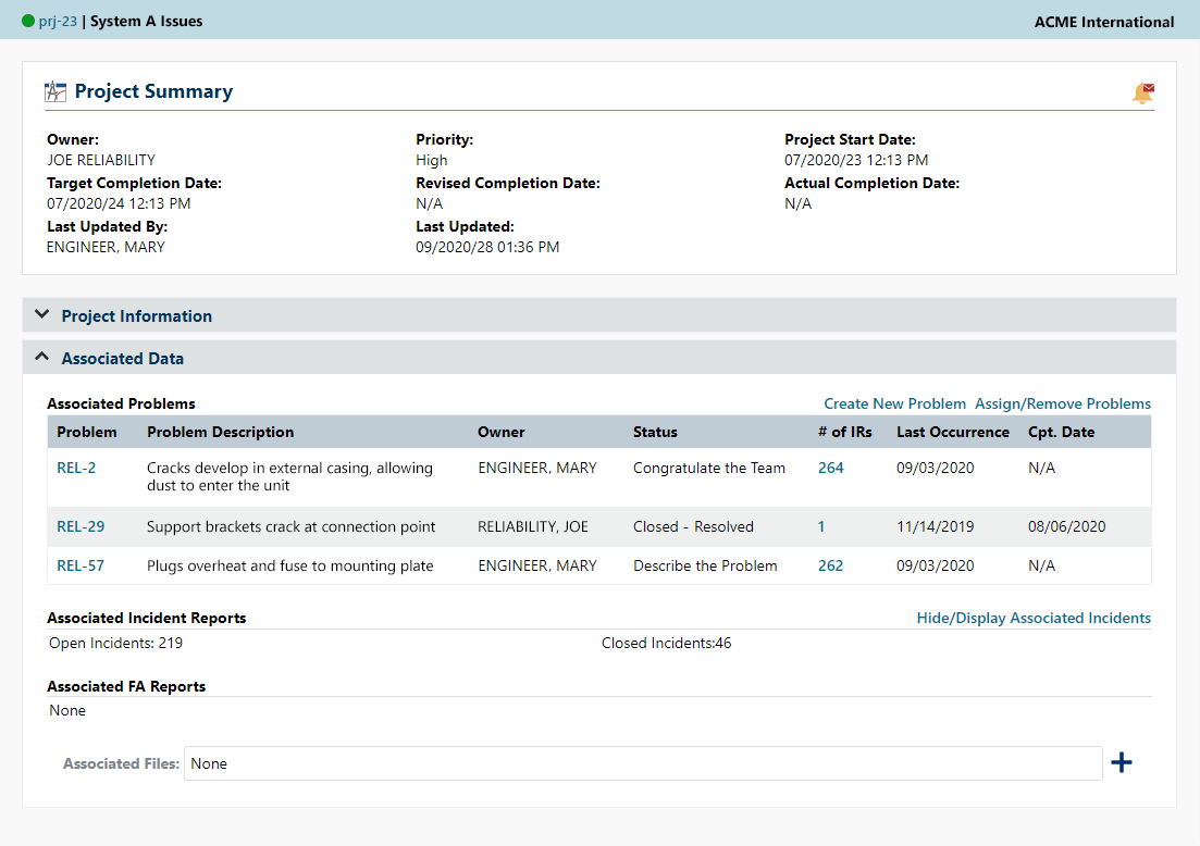 XFRACAS - Key features - Web-based Failure Reporting, Analysis and