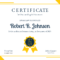 Yellow Certificate Of Recognition Template With Template For Recognition Certificate