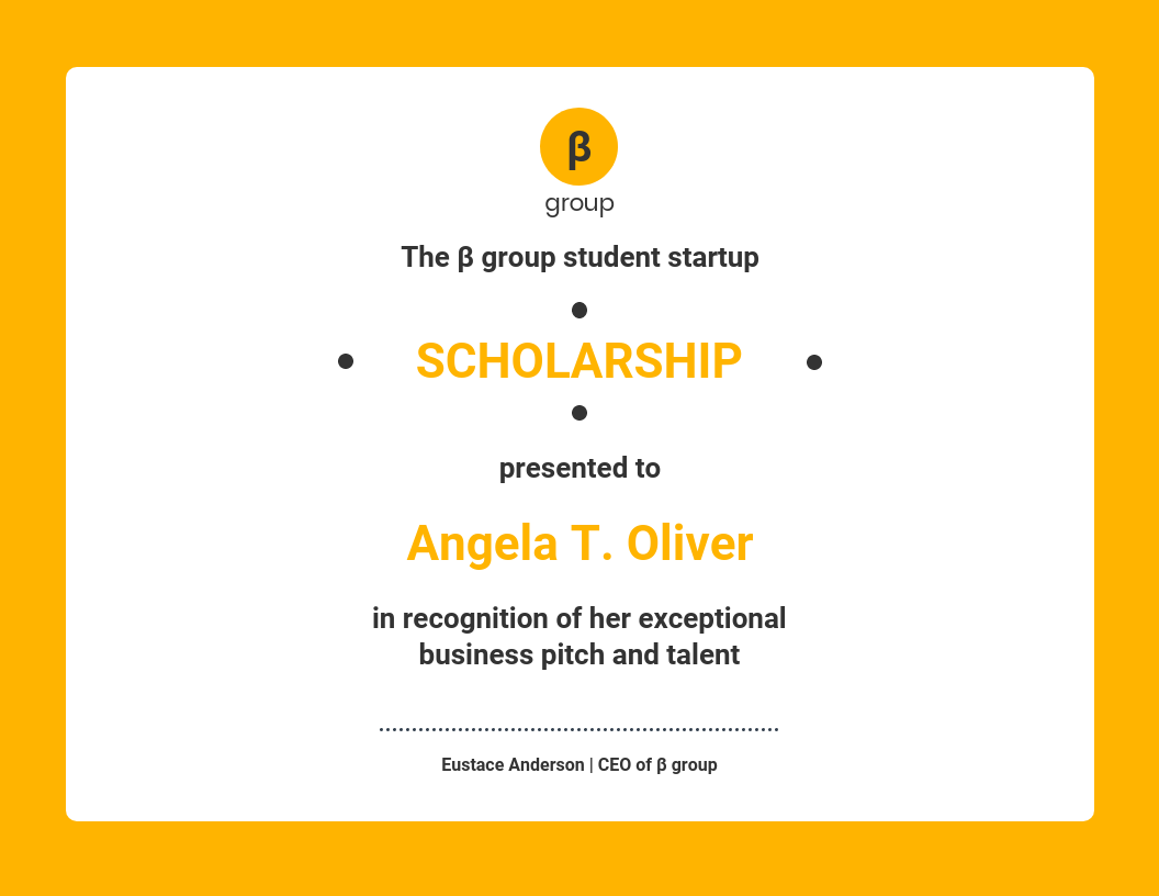 Yellow Company Scholarship Award Template With Scholarship Certificate Template
