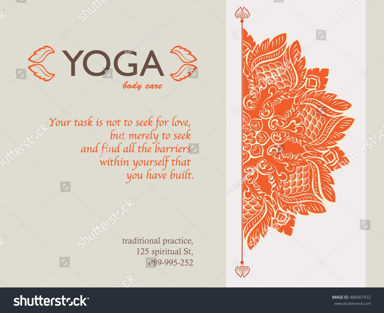 Yoga Gift Certificate Template Mandala Text Stock Vector (Royalty  With Regard To Yoga Gift Certificate Template Free