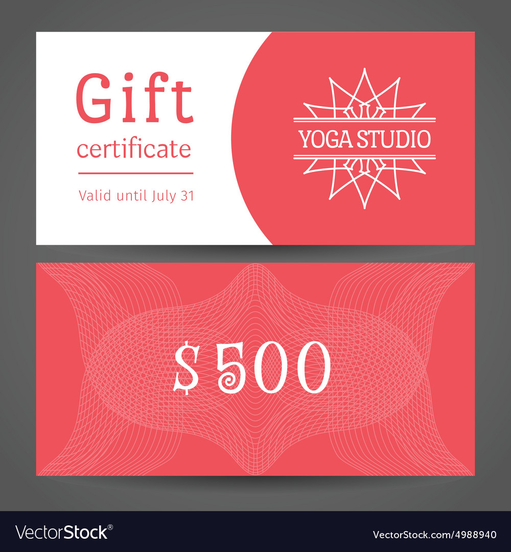 Yoga Studio Gift Certificate Template Royalty Free Vector Within Yoga Gift Certificate Template Free