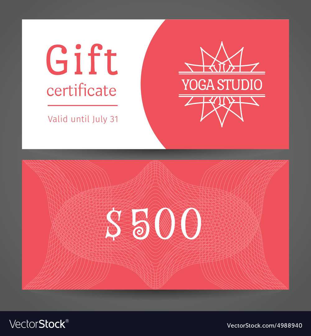 Yoga studio gift certificate template Royalty Free Vector Within Yoga Gift Certificate Template Free