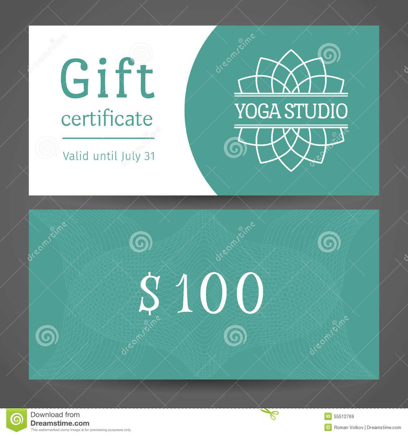 Yoga Studio Vector Gift Certificate Template Stock Vector  Pertaining To Yoga Gift Certificate Template Free