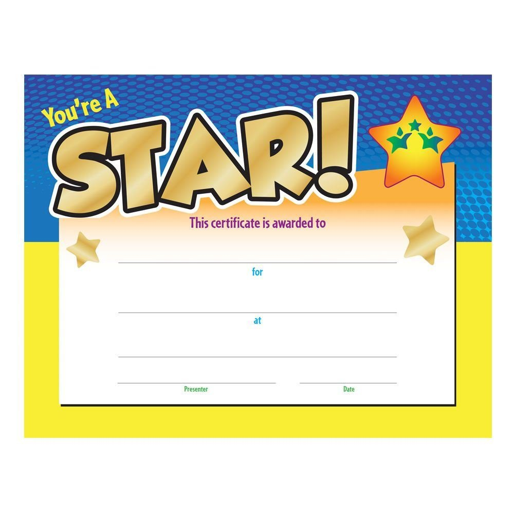 You’re A Star! Gold Foil Stamped Certificates – Pack Of 10 In Star Award Certificate Template