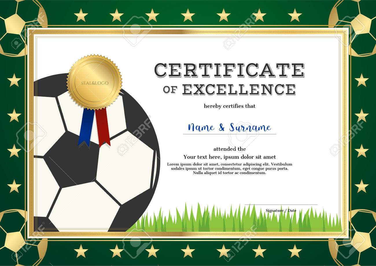 Zertifikat Der Exzellenz Vorlage Im Sport Thema Für Fußballspiel  Within Football Certificate Template