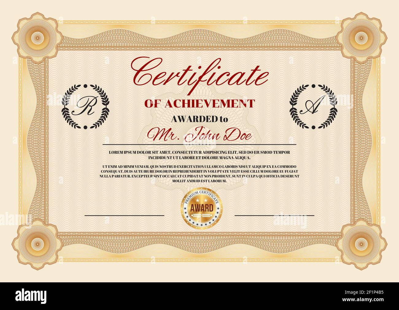Zertifikat für Leistung und Anerkennung Diplom-Vektor-Vorlage mit  With Regard To First Place Certificate Template