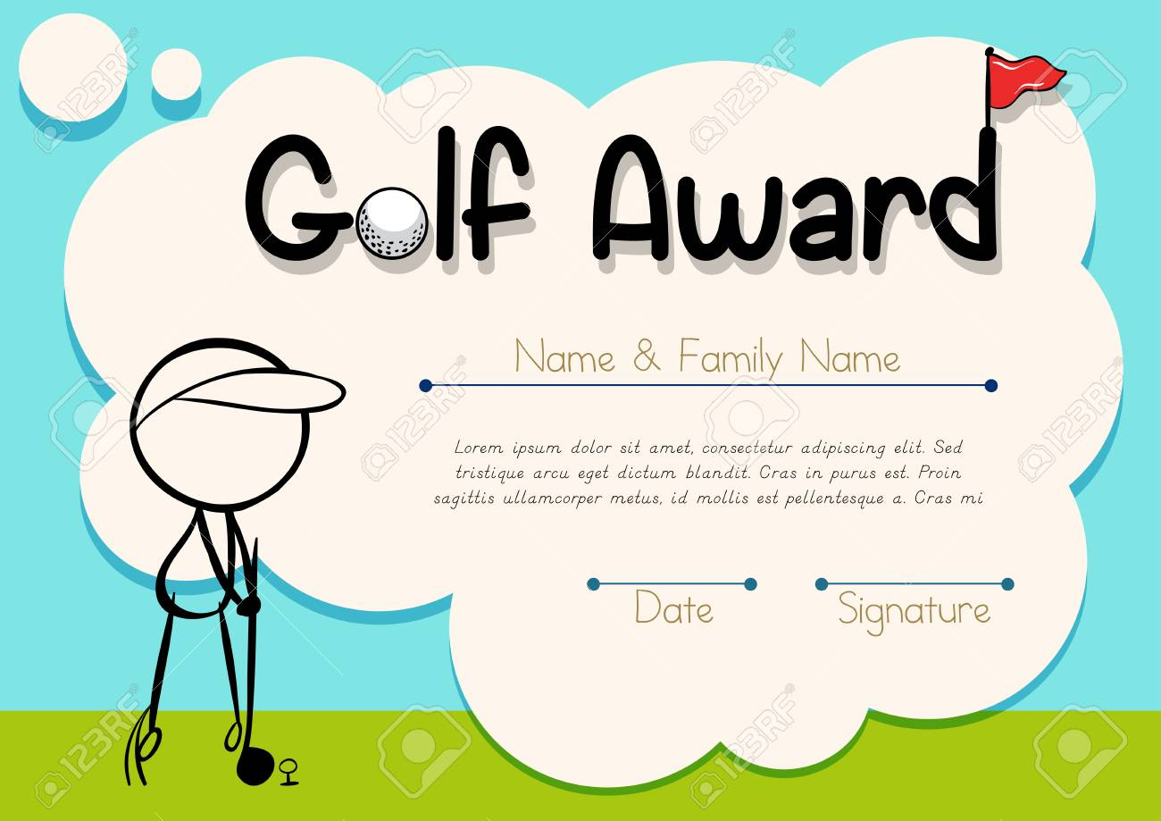 Zertifikat Vorlage Für Golf Award Illustration Lizenzfrei Nutzbare  In Golf Certificate Template Free