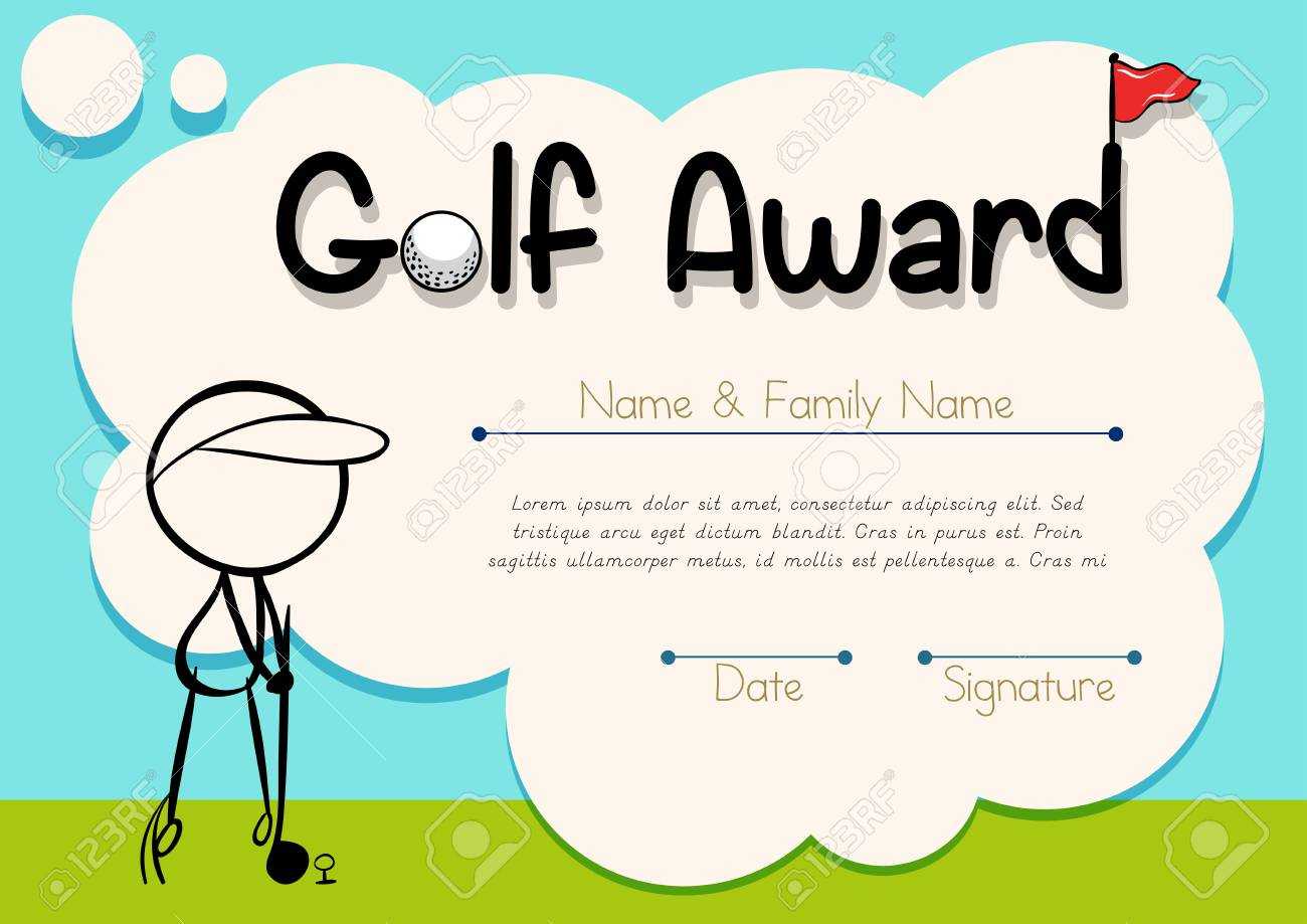 Zertifikat Vorlage Für Golf Award Illustration Lizenzfrei Nutzbare  In Golf Certificate Template Free